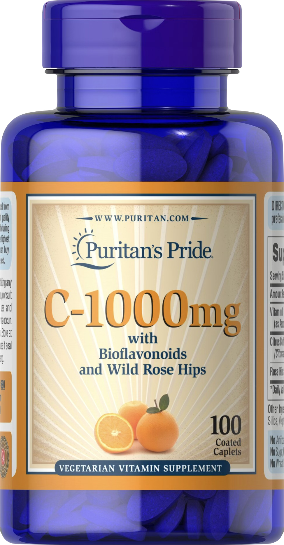 Puritan's Pride Vitamina C 1000 mg 100 comprimidos recubiertos - vista frontal