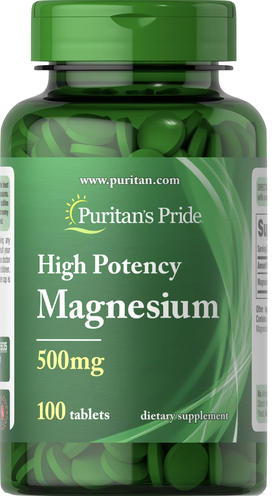 Puritan's Pride Magnesio 500 mg 100 comprimidos - vista frontal