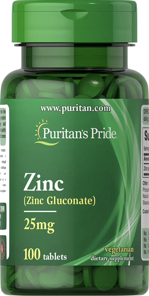 Puritan's Pride Zinc 25 mg 100 comprimidos - vista frontal