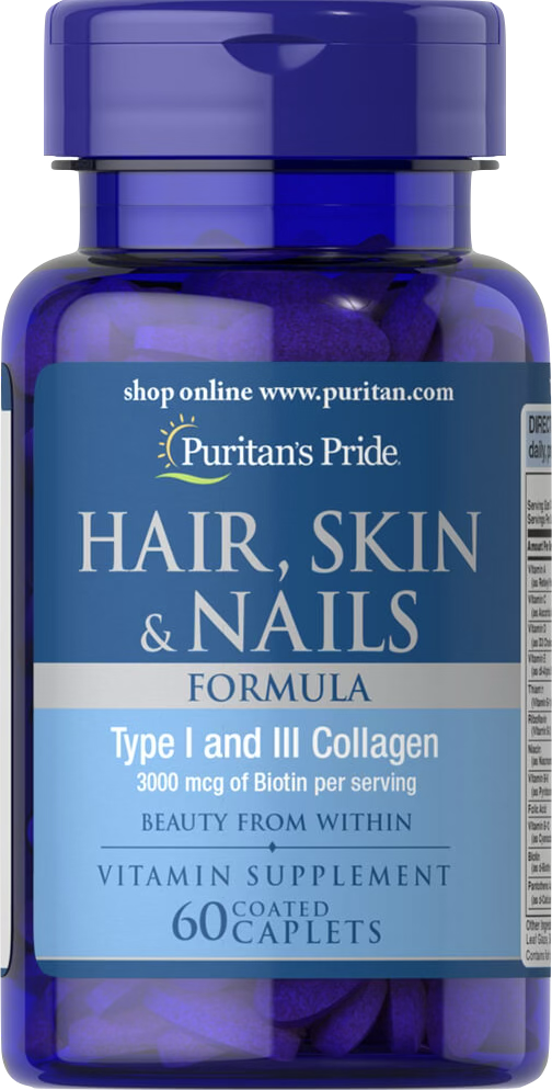 Puritan's Pride Cabello, Piel y Uñas 60 comprimidos recubiertos - vista frontal