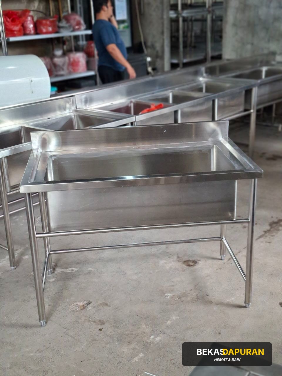 Sink 1 lubang jumbo Ukuran P:120 × L:70 × T:85 Ukuran lubang : 100 × 50 x 30