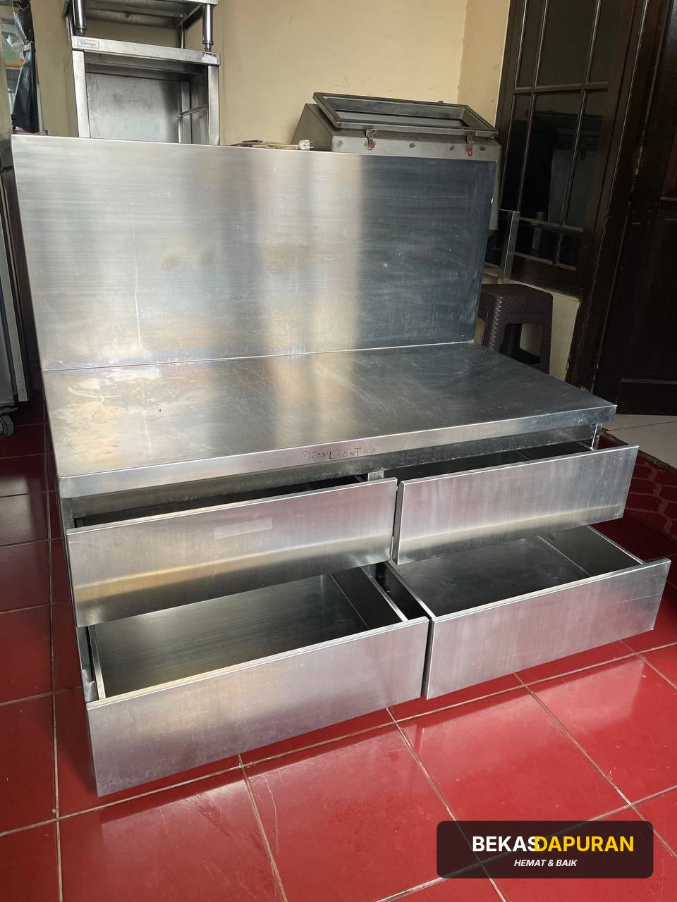 Stainless Steel Meja Kompor + 4 Laci P 120 cm x L 60 cm x 100 cm thumbnail