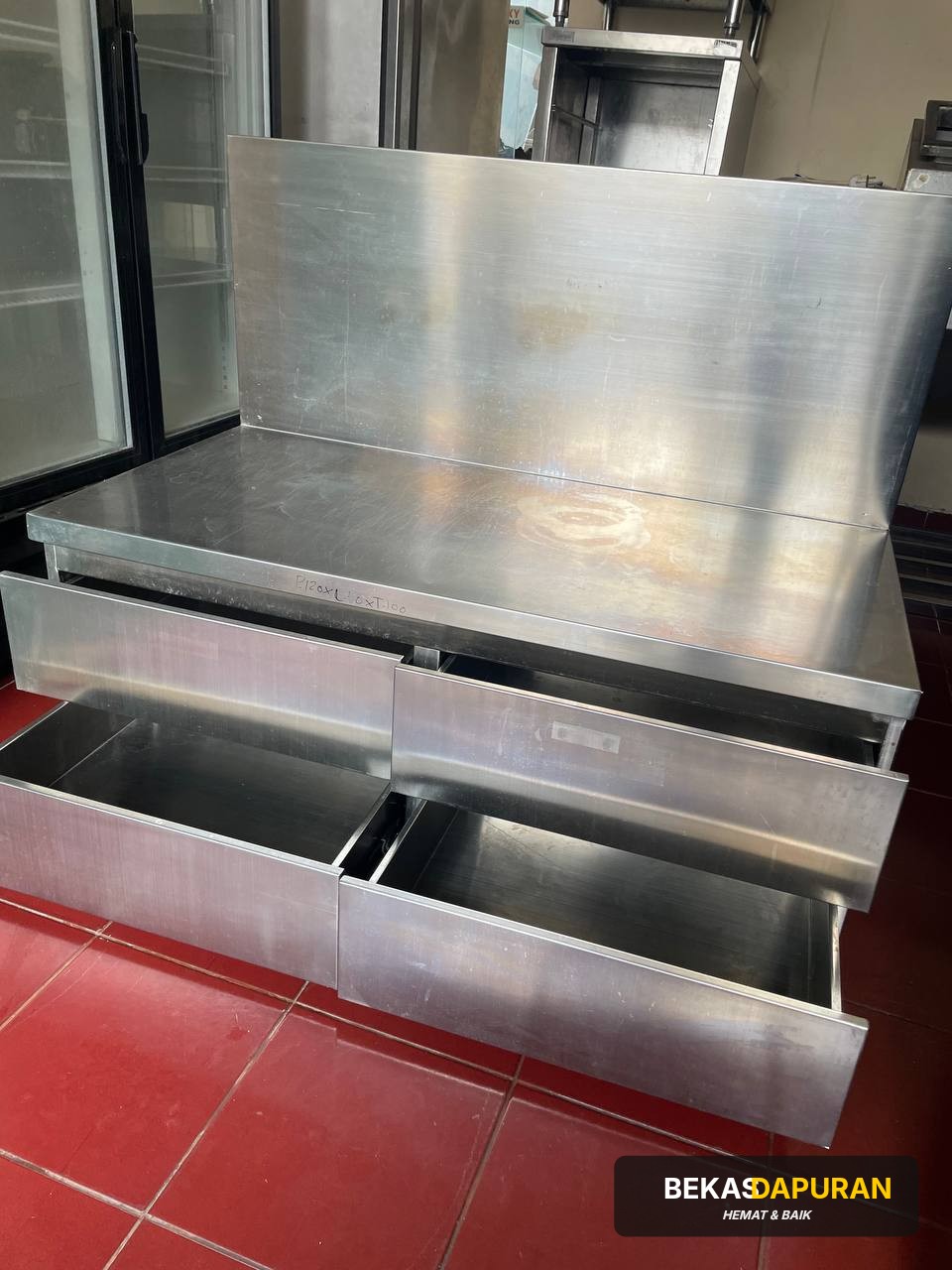 Stainless Steel Meja Kompor + 4 Laci P 120 cm x L 60 cm x 100 cm thumbnail