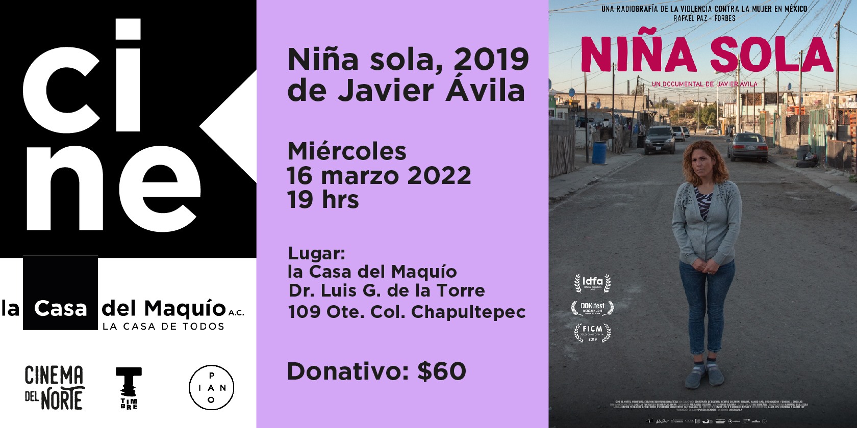 Imagen de portada para el evento: Niña sola, 2019 de Javier Ávila