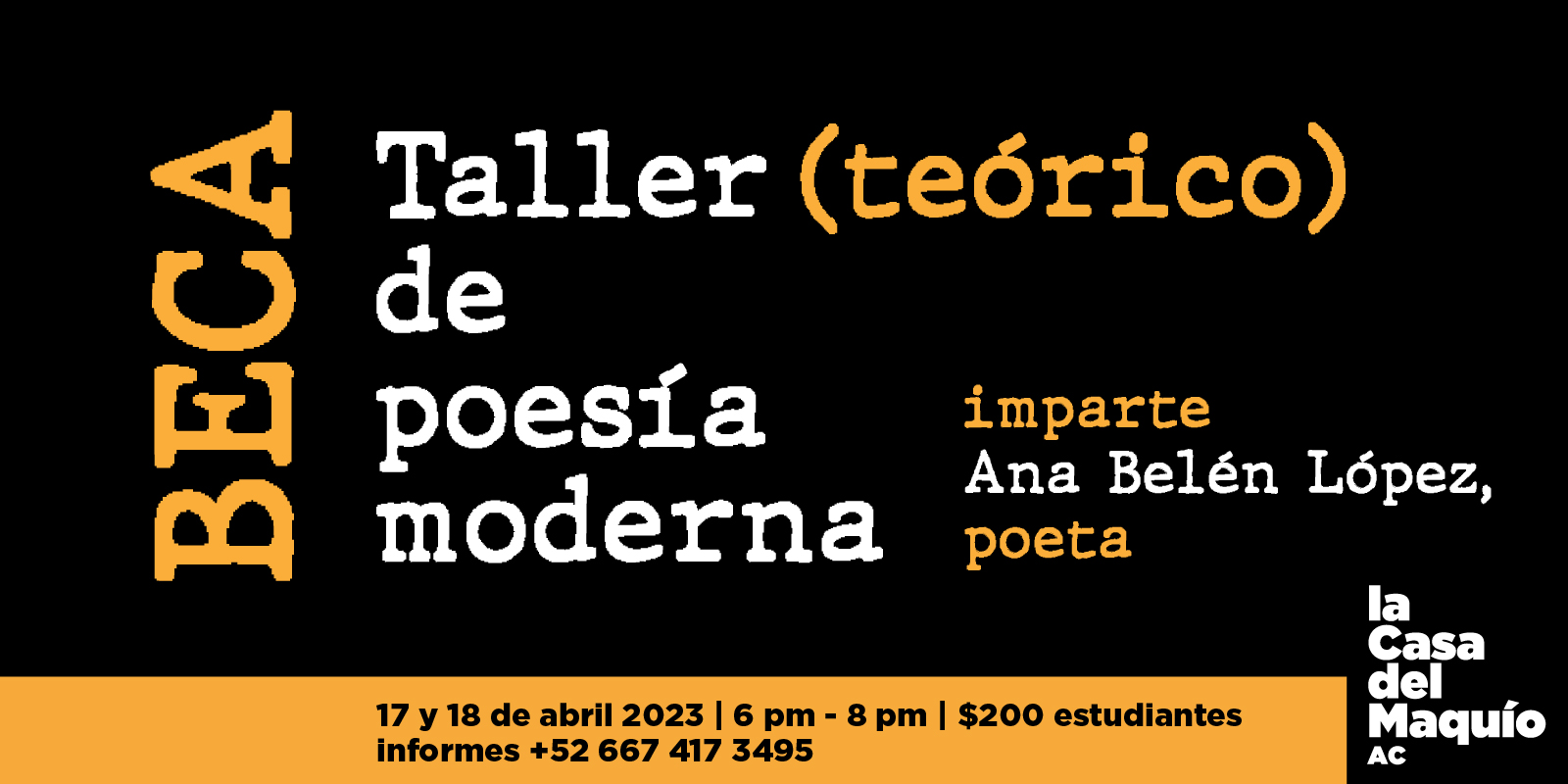 Imagen de portada para el evento: Taller de poesía moderna, imparte Ana Belén López 