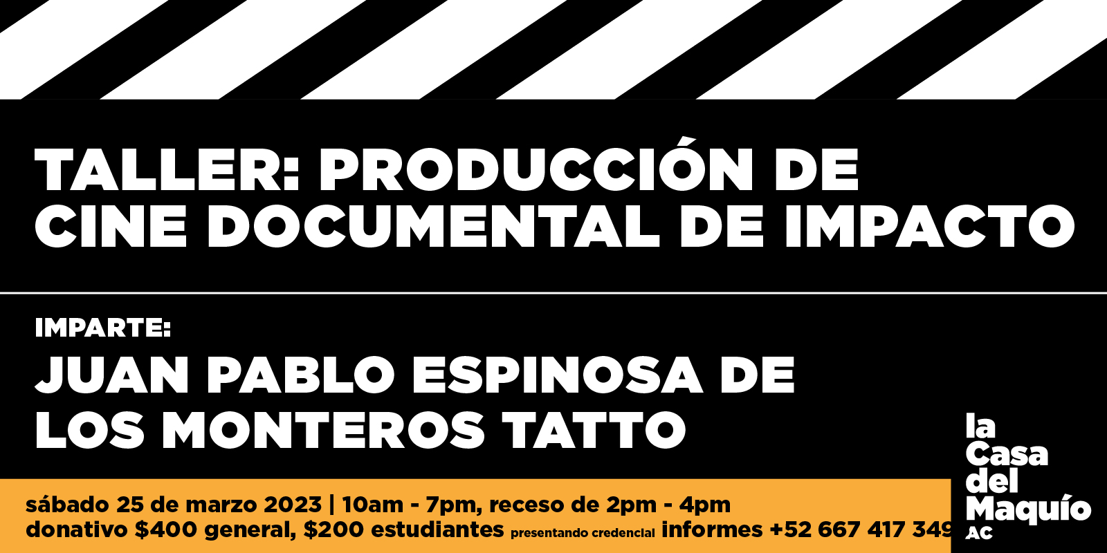 Imagen de portada para el evento: Taller: Producción de cine documental de impacto