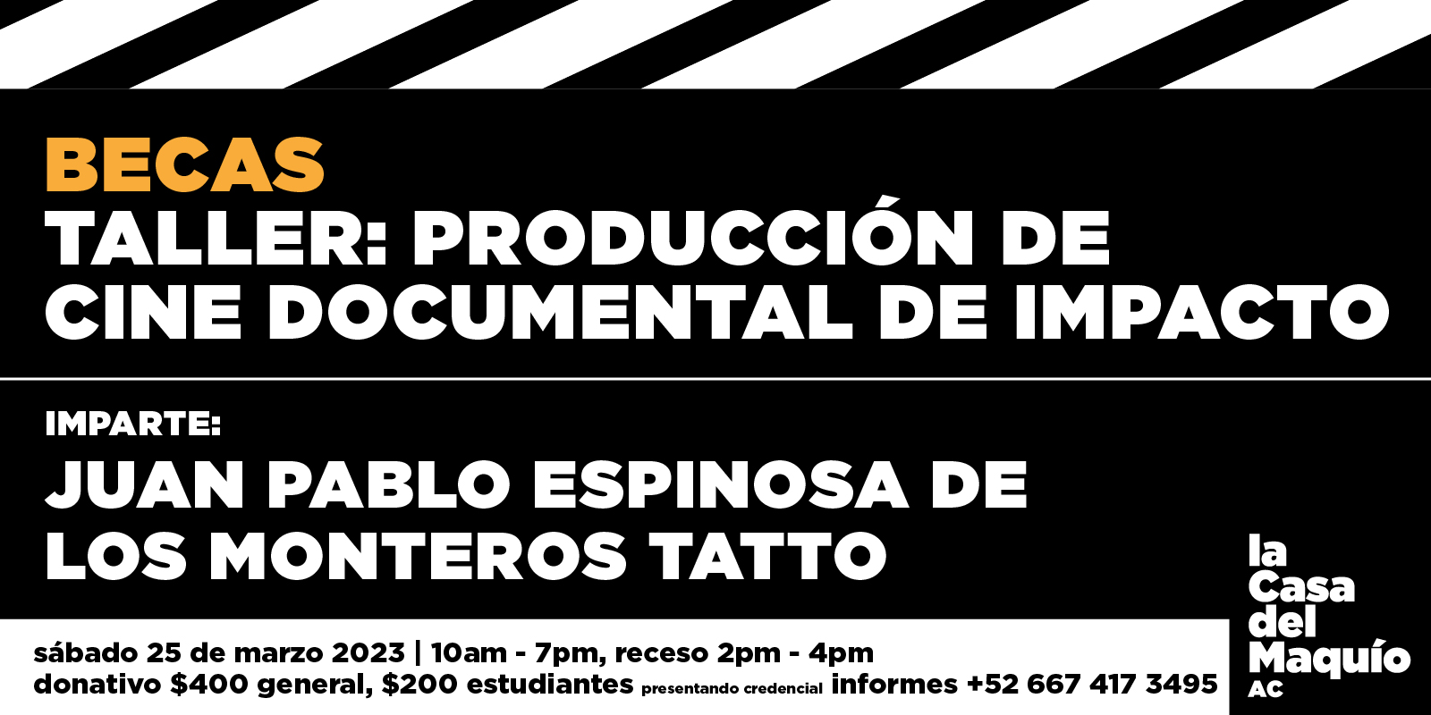 Imagen de portada para el evento: Taller: Producción de cine documental de impacto B