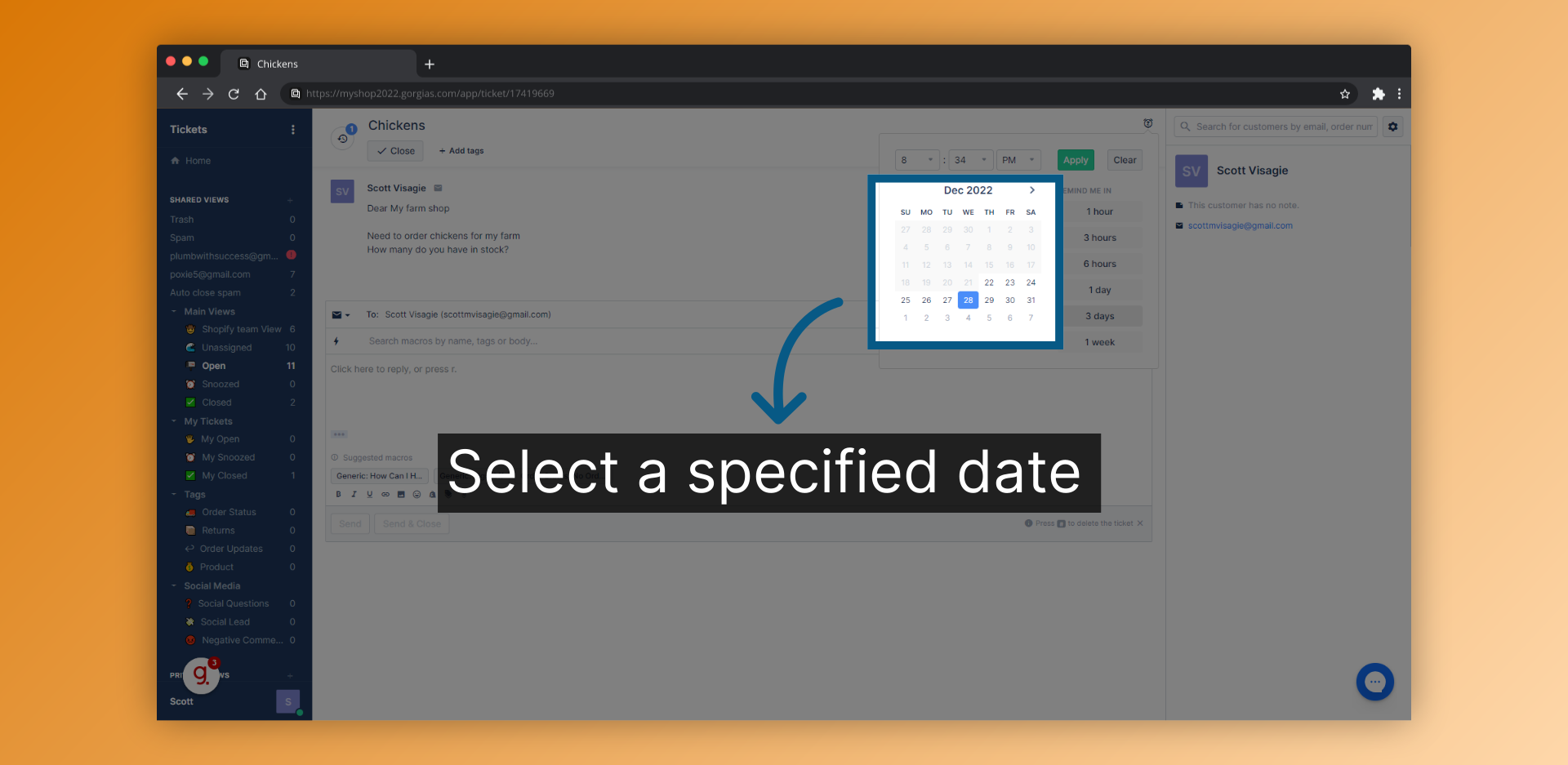 Select a specified date