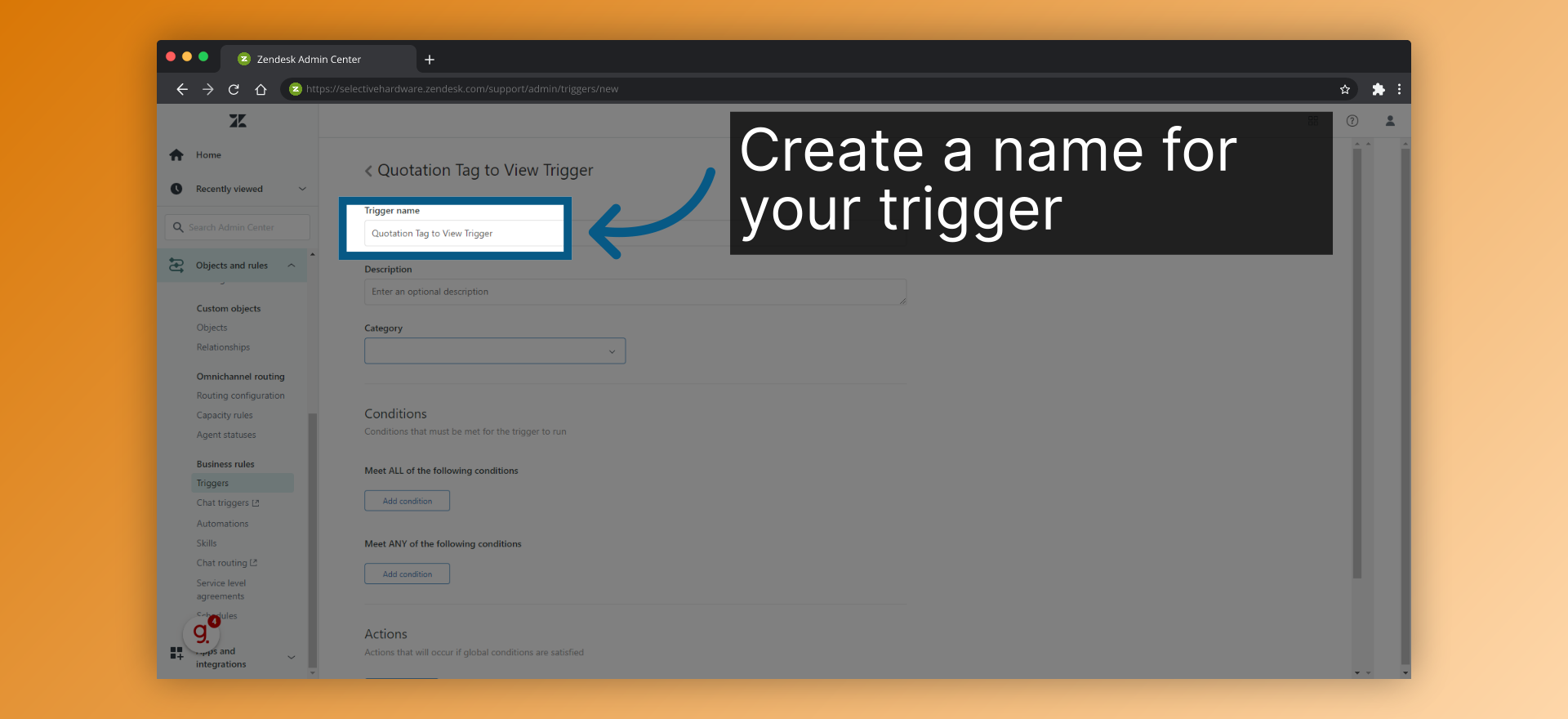 Create a name for your trigger