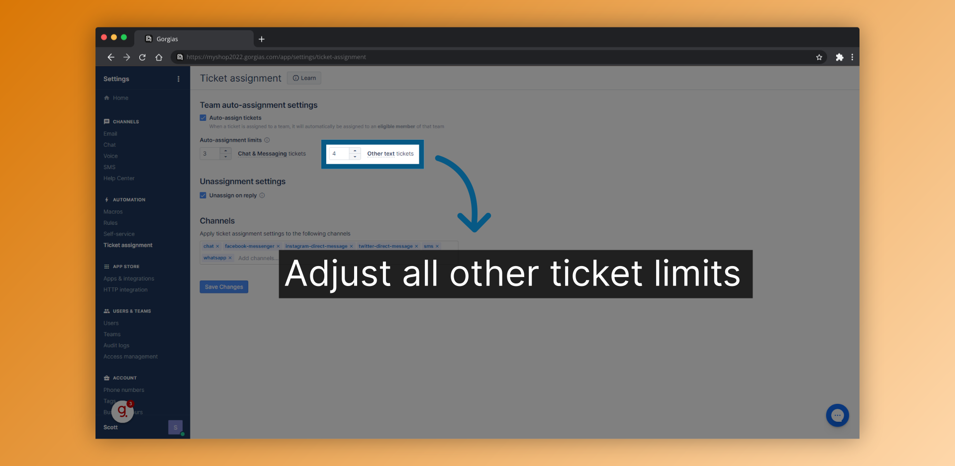 Adjust all other ticket limits