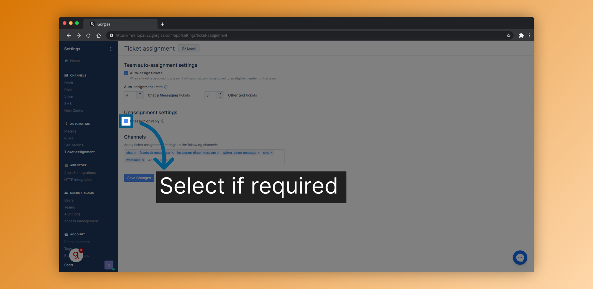 Select if required