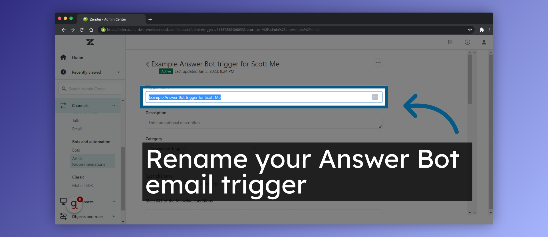 Rename your Answer Bot email trigger