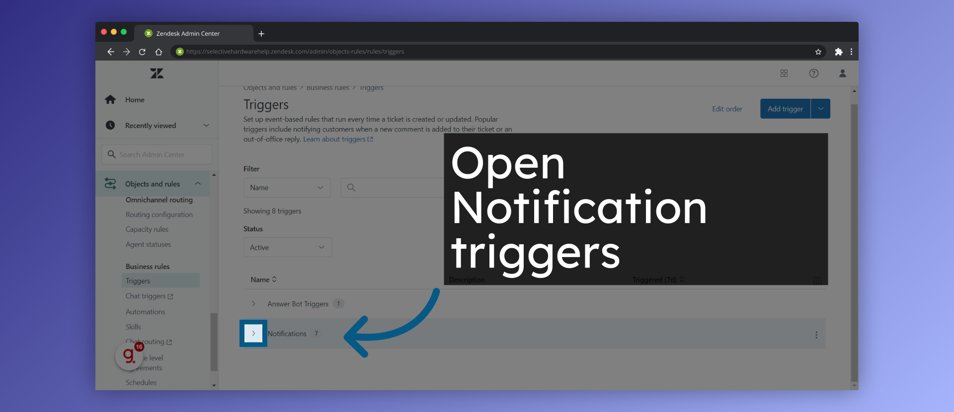 Open Notification triggers