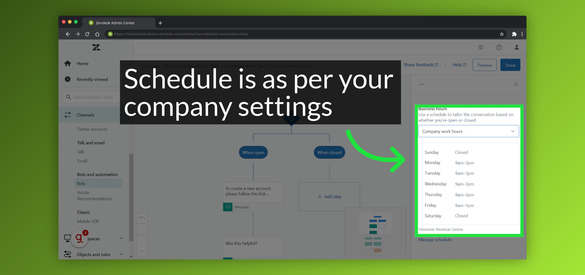 Schedule is as per your company settings