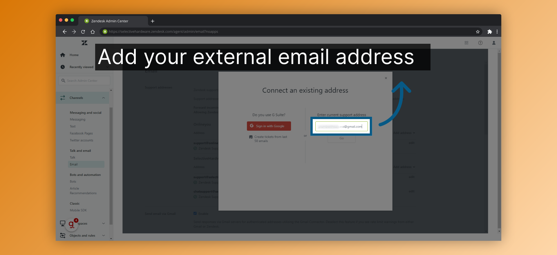 Add your external email address