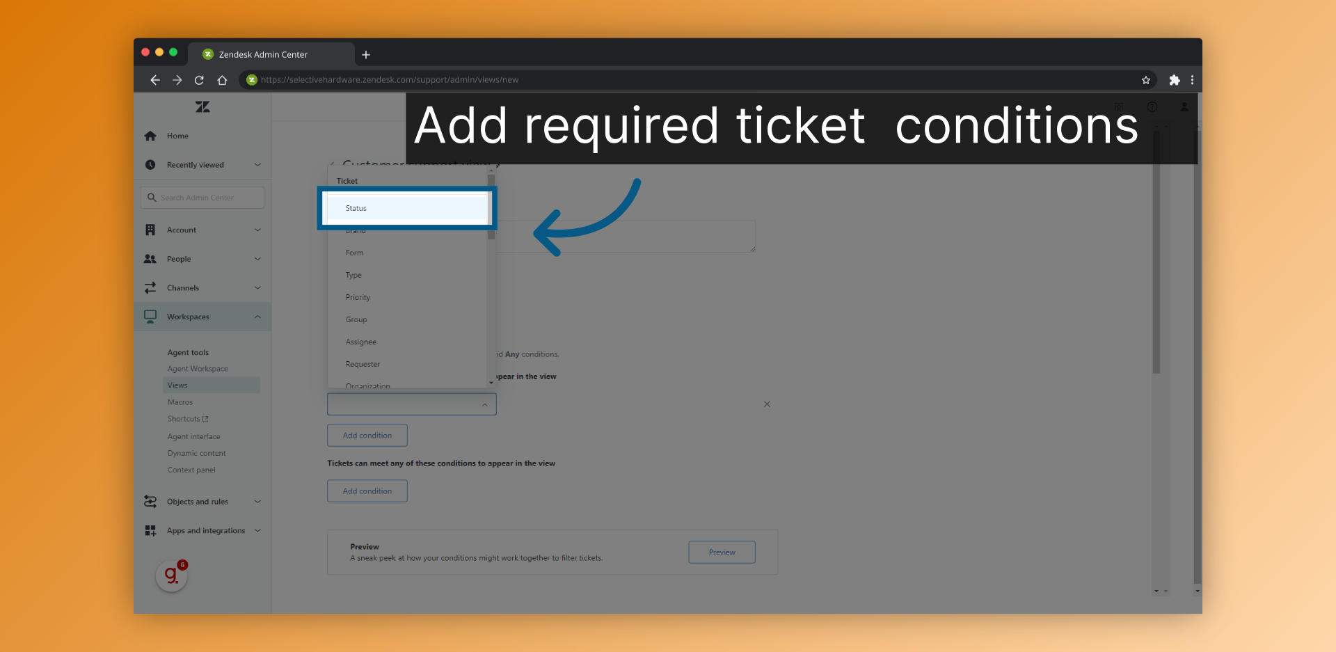 Add required ticket  conditions