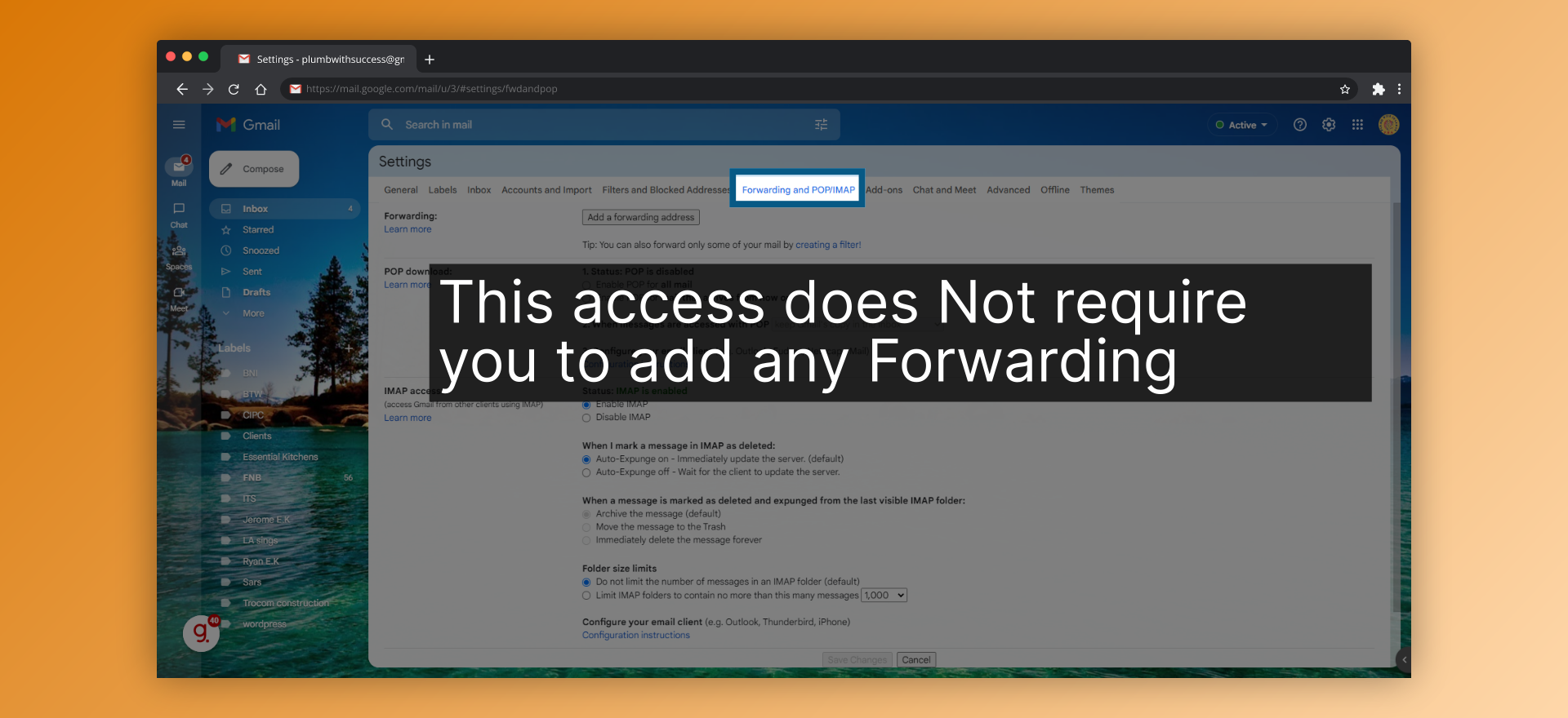 This access does Not require you to add any Forwarding address