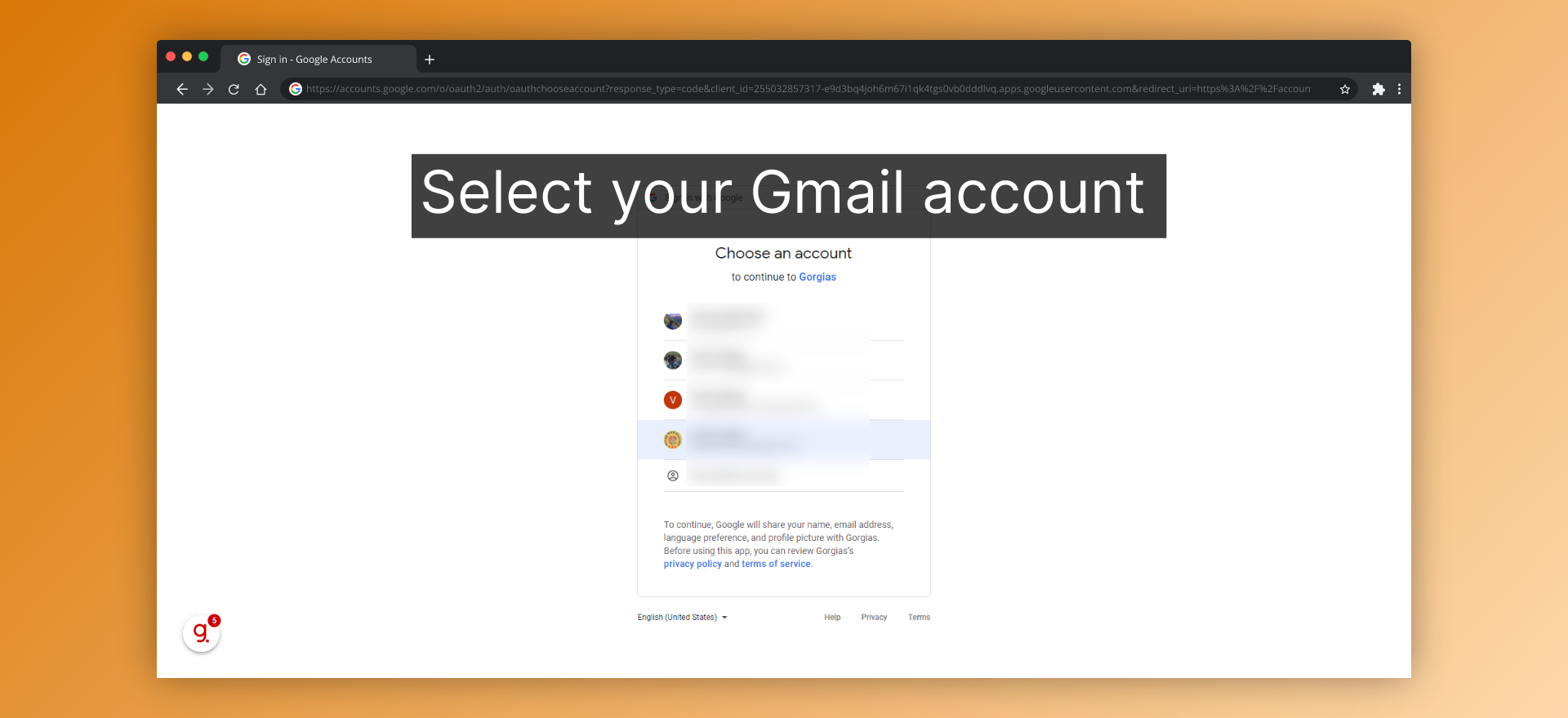 Select your Gmail account
