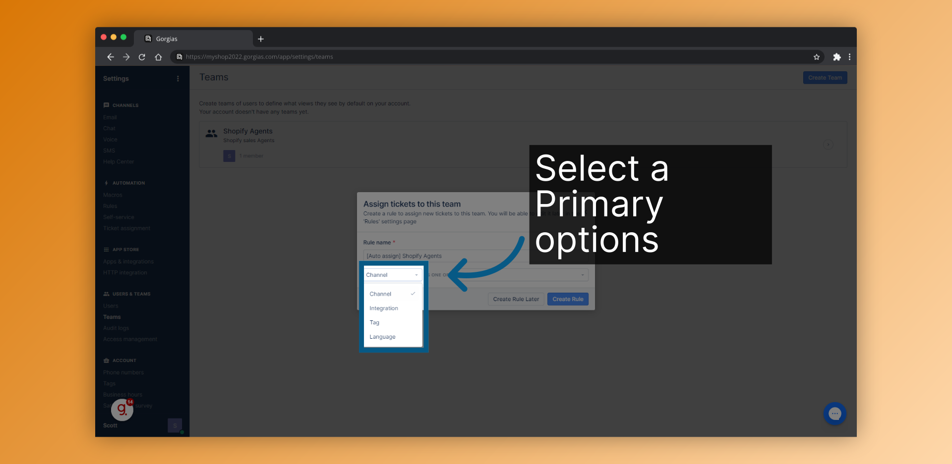Select a Primary  options