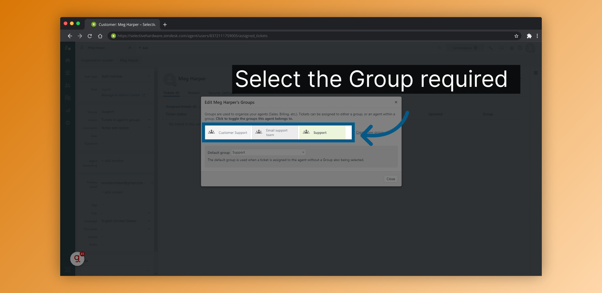 Select the Group required