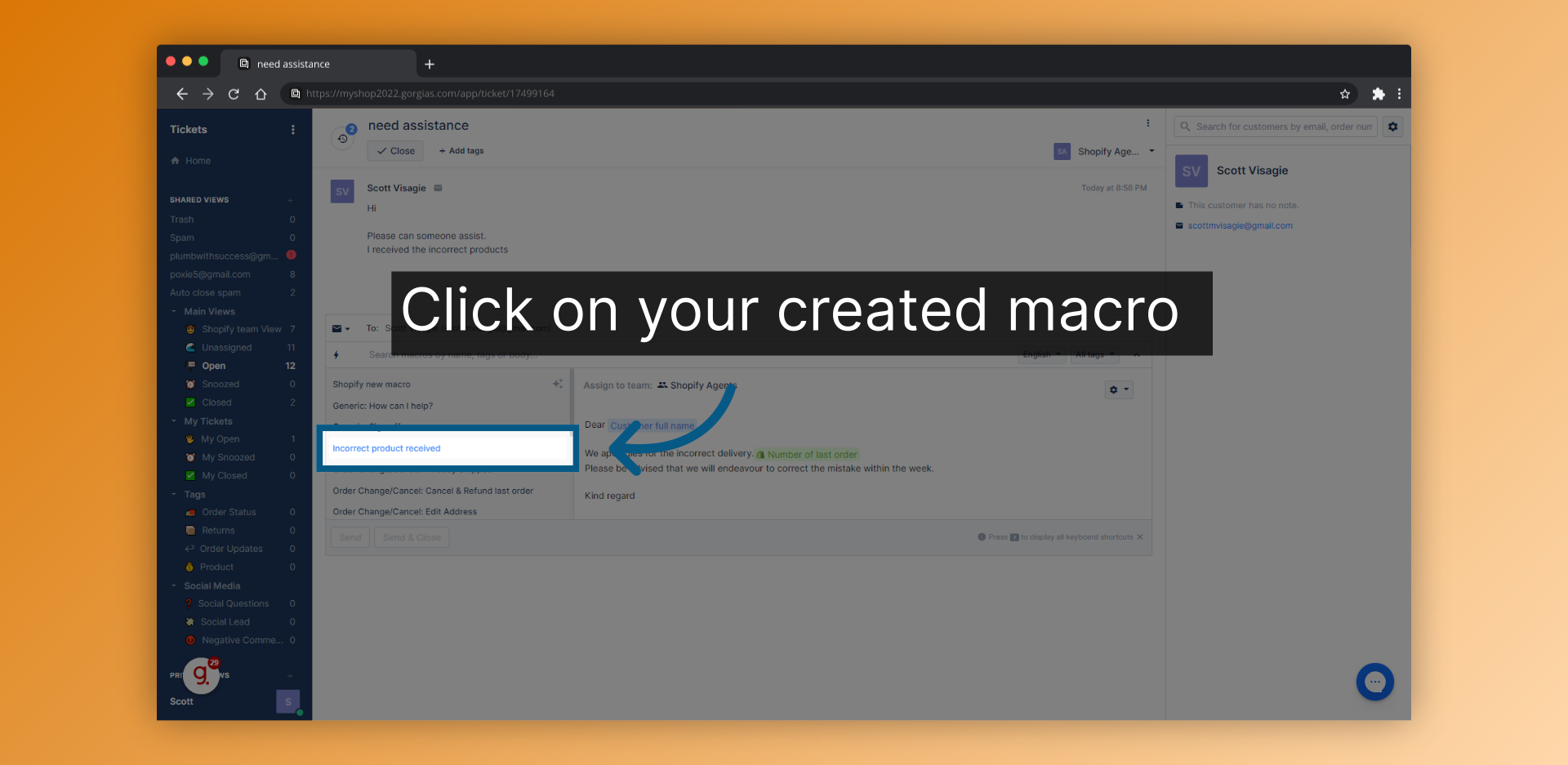 Click on your created macro