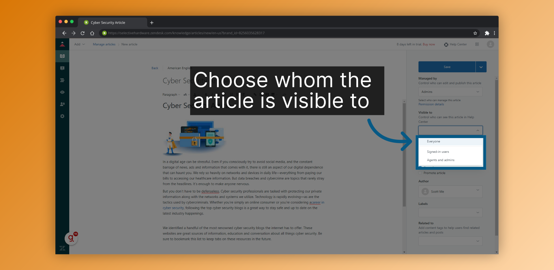 Choose whom the article is visible to