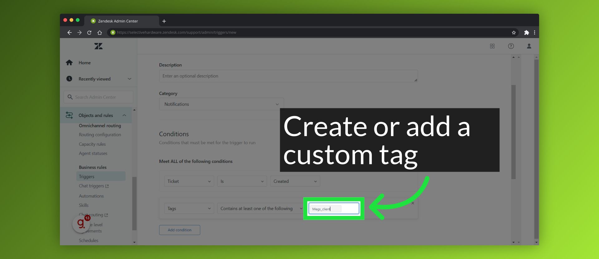 Create or add a custom tag