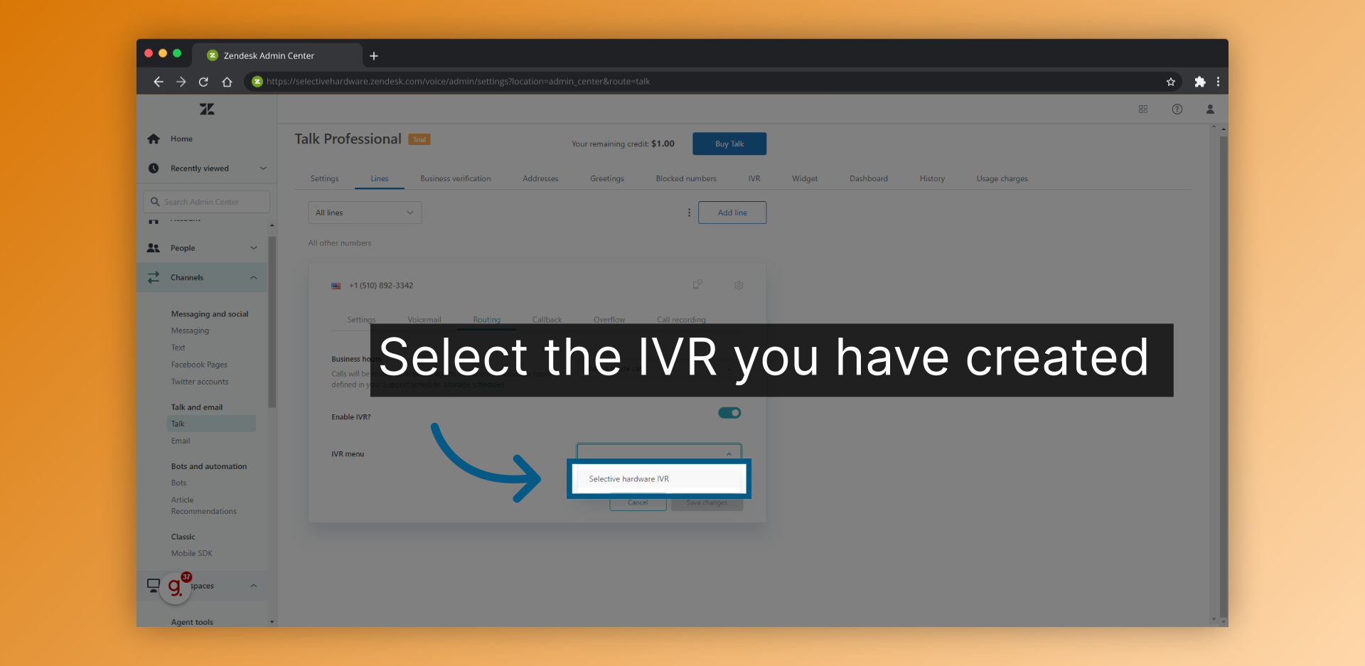 Select the IVR you have created