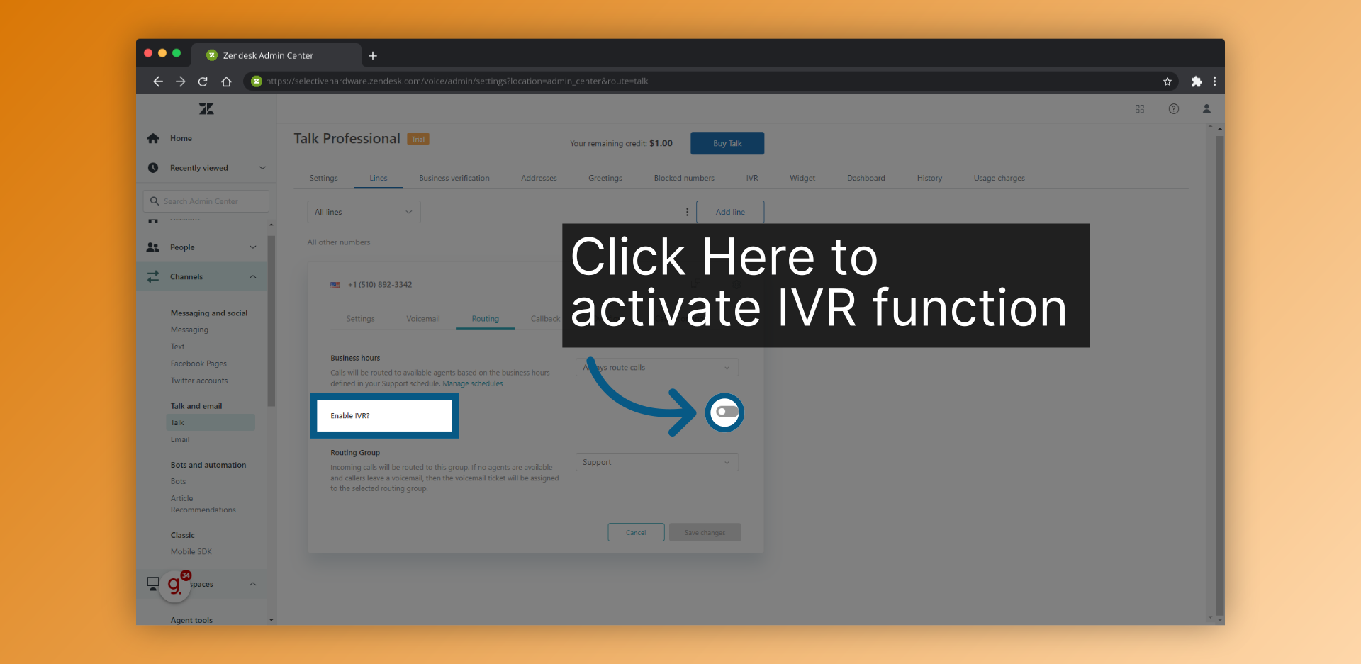 Click Here to activate IVR function