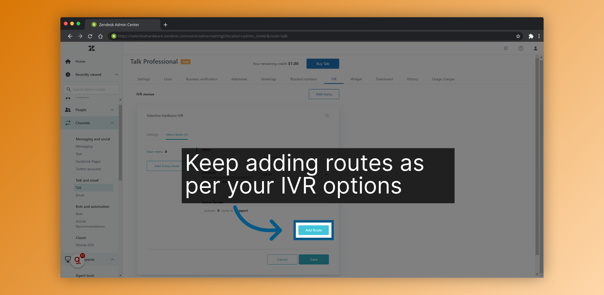 Keep adding routes as per your IVR options