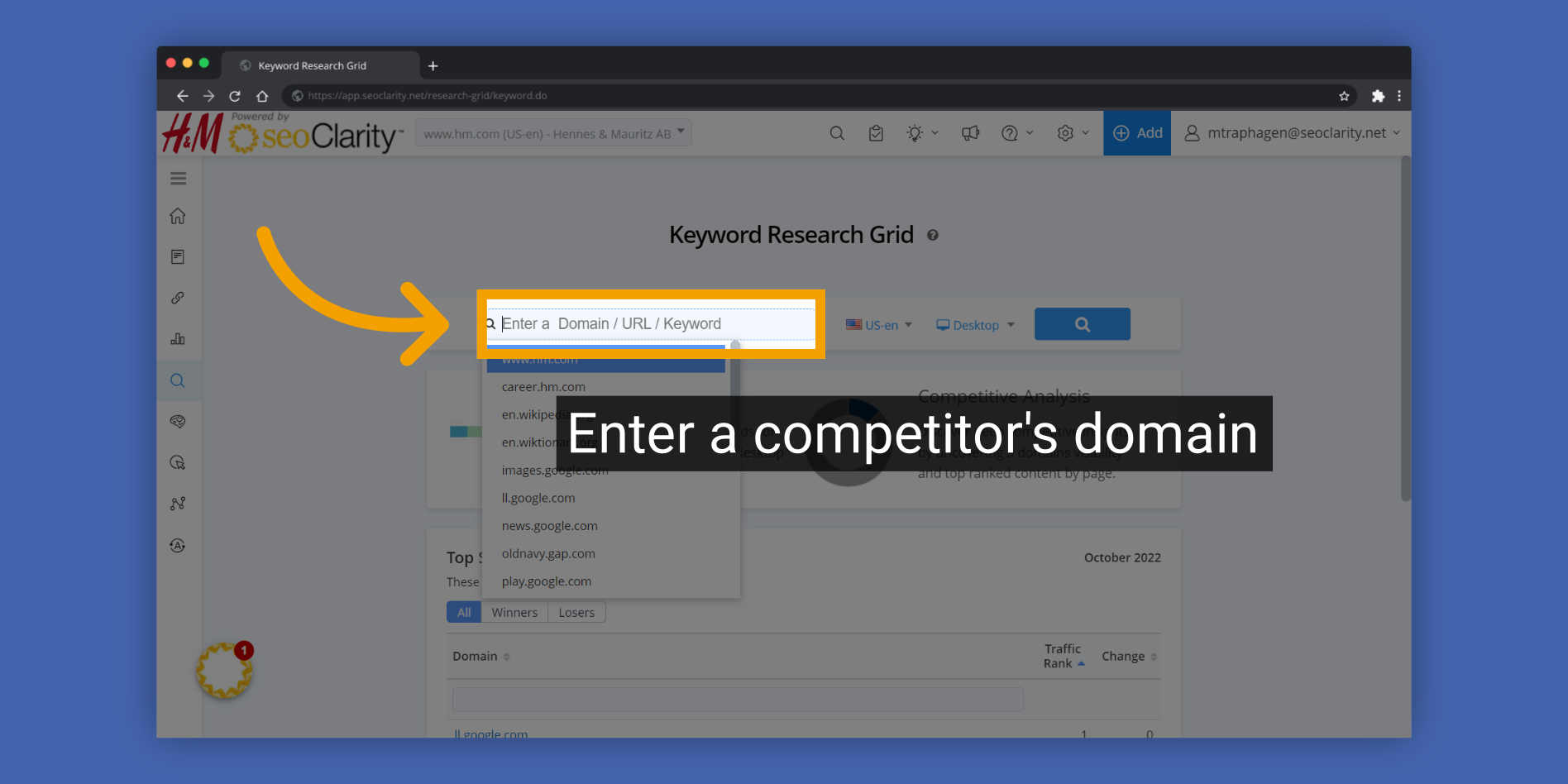 Enter a competitor's domain