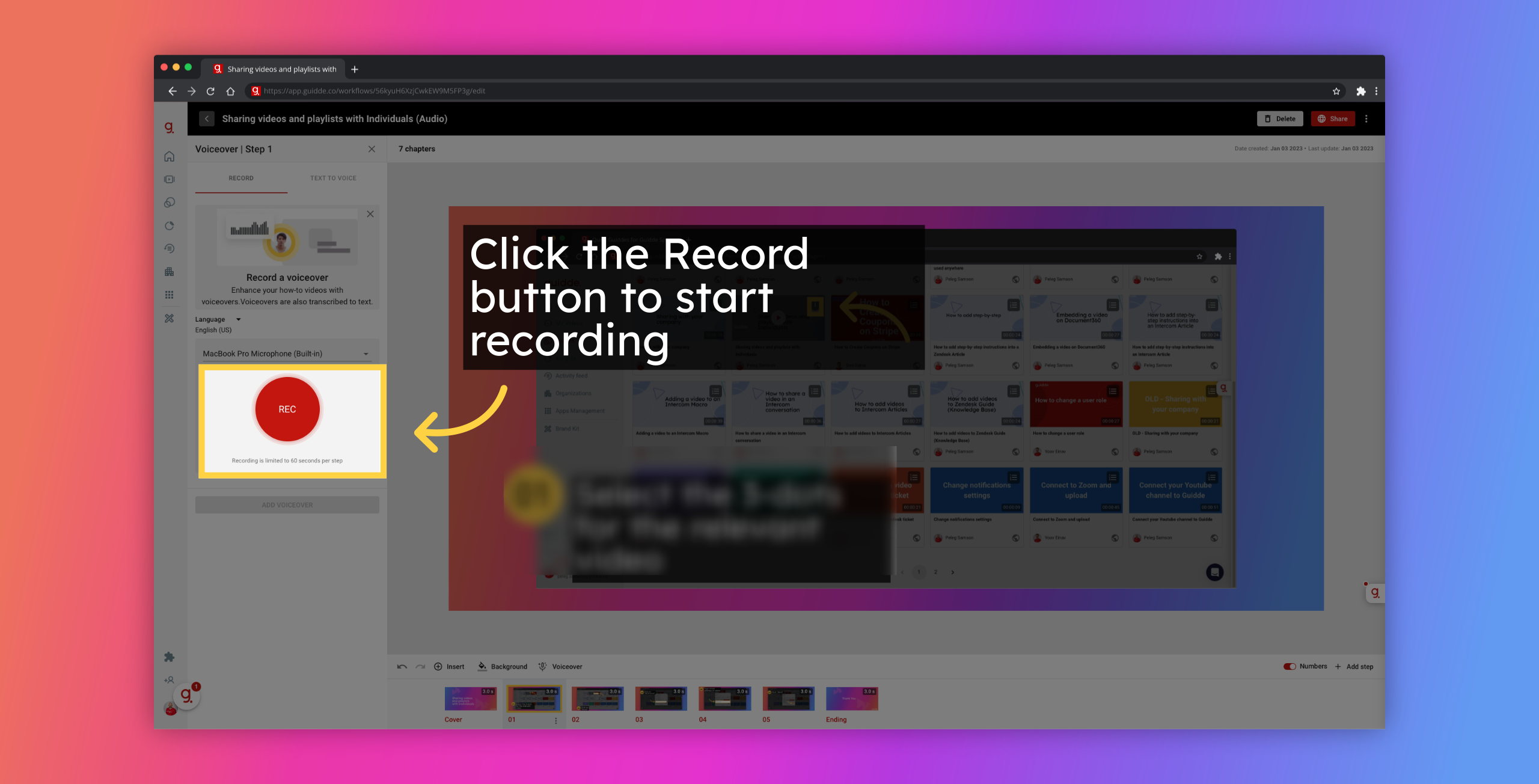 Click the Record button to start recording