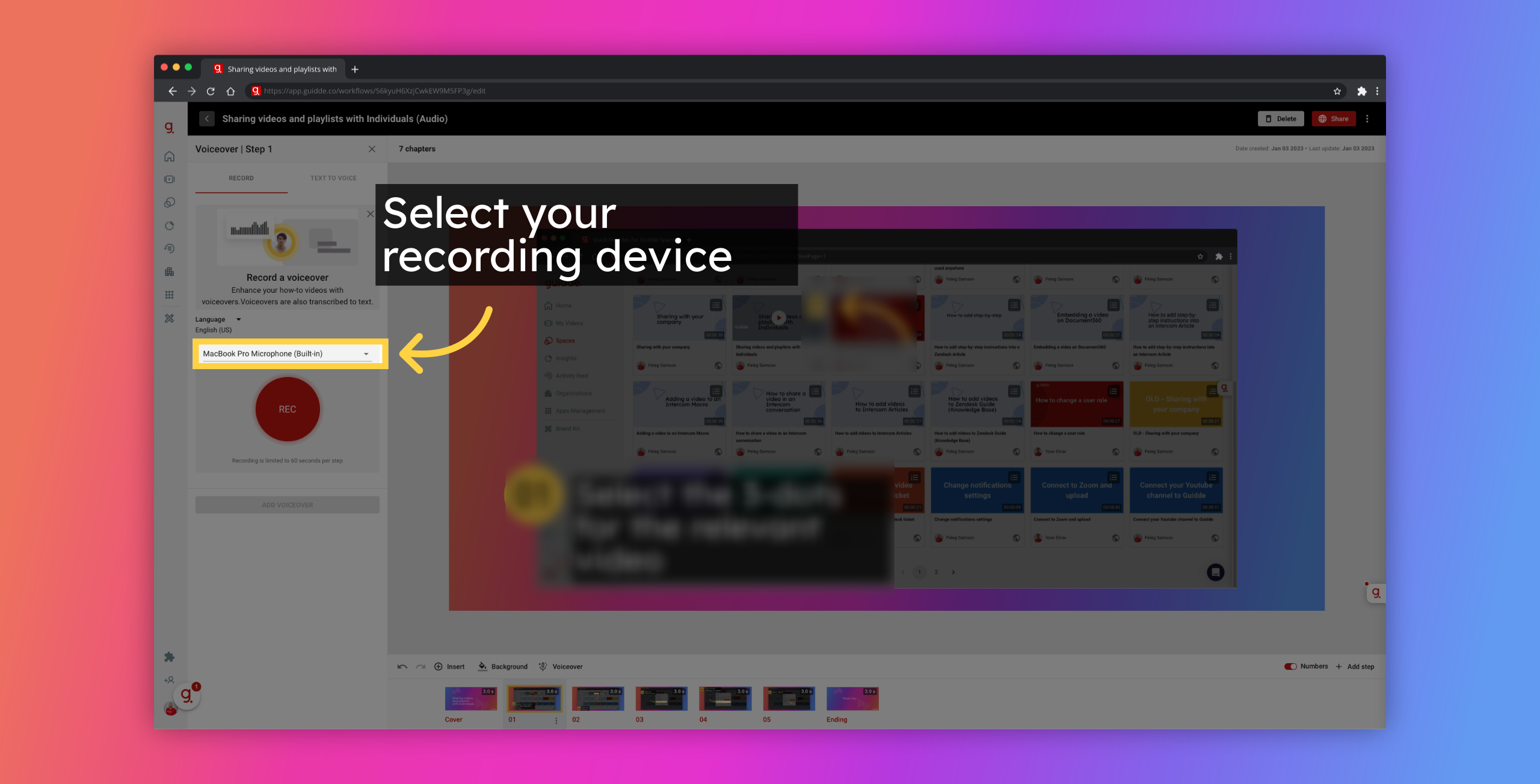 Select your recording device