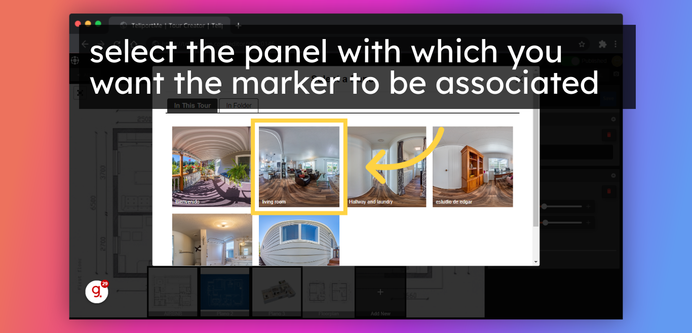 select the panel with which you want the marker to be associated