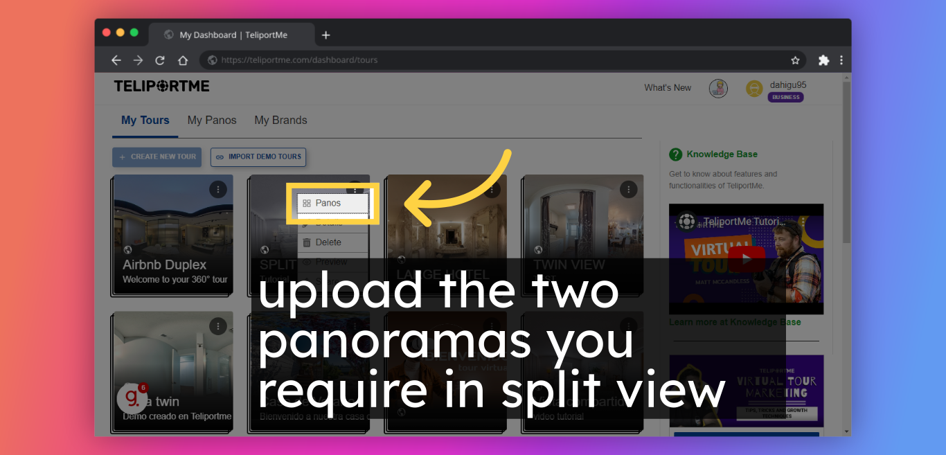 upload the two panoramas you require in split view