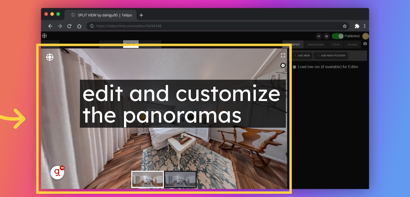 edit and customize the panoramas