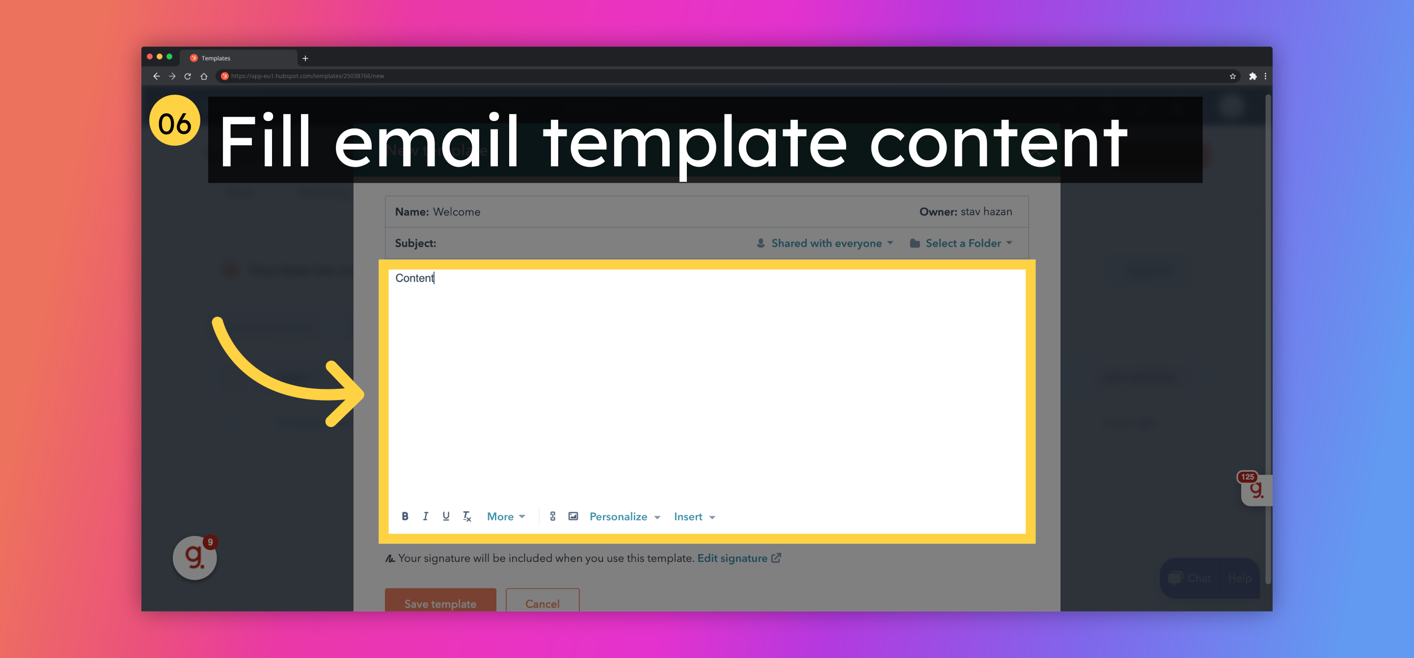 Fill email template content