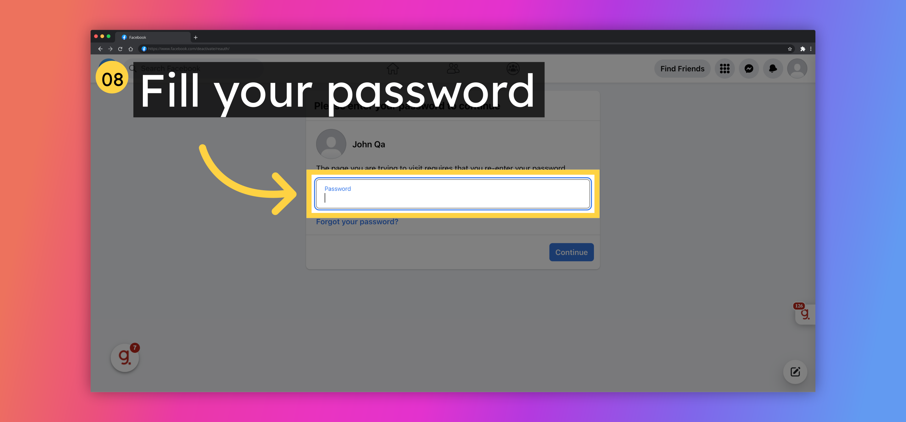 Fill your password