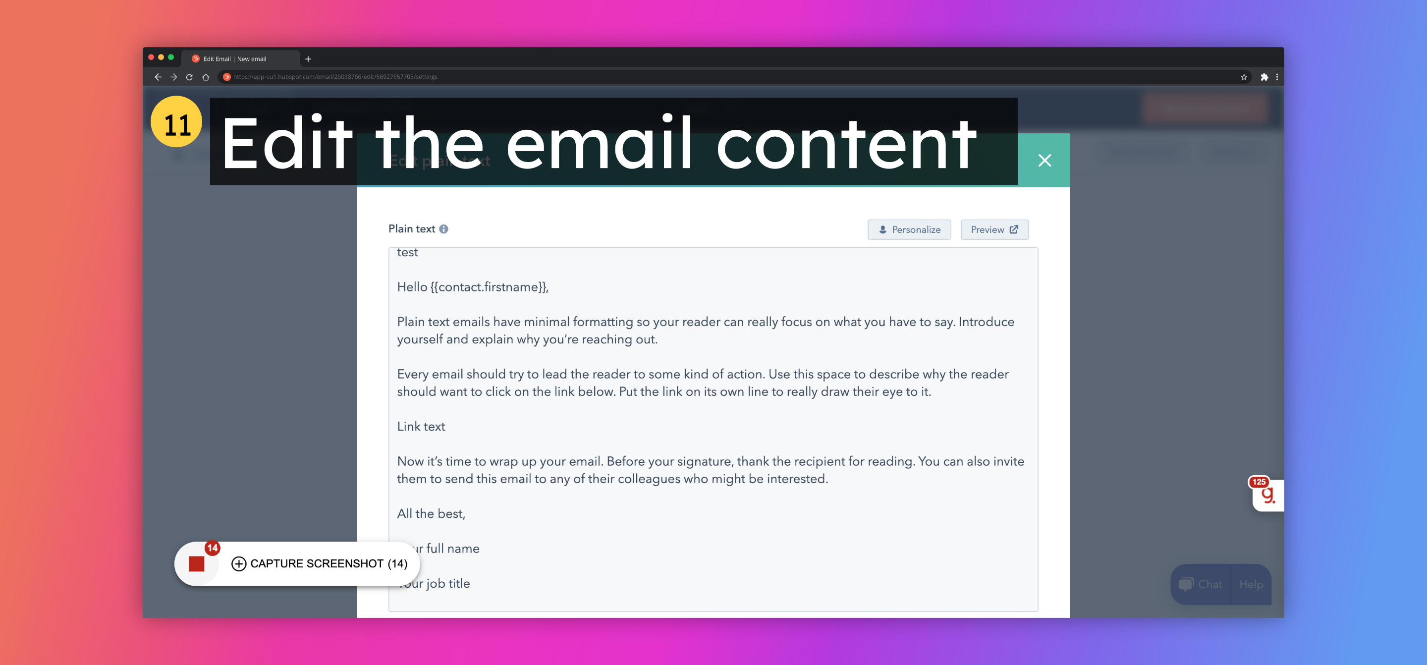 Edit the email content
