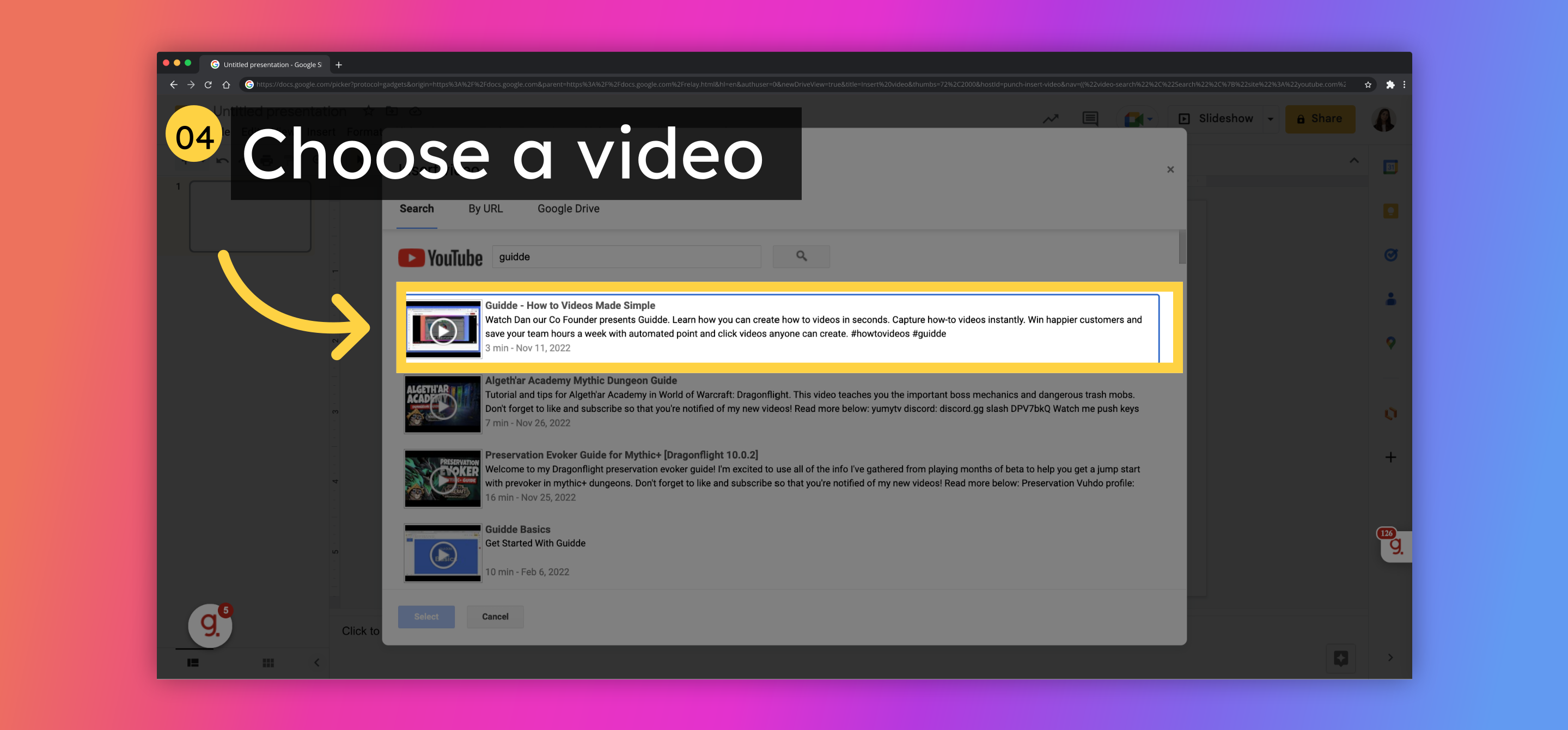 Choose a video