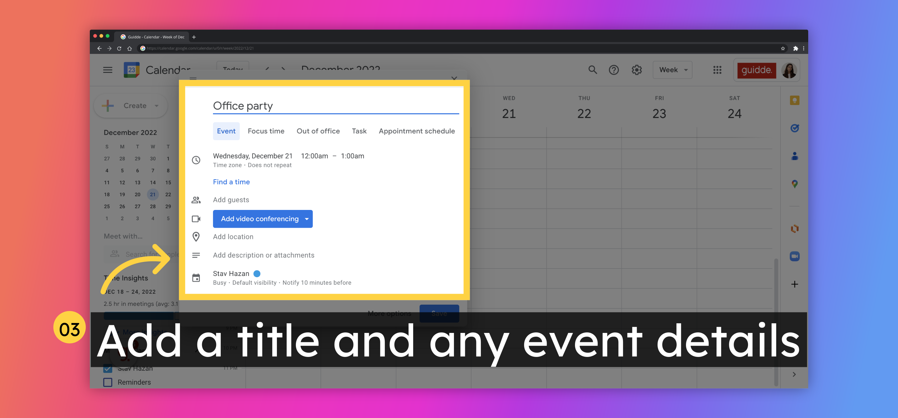 Add a title and any event details