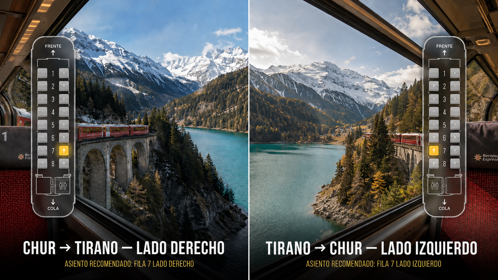 Window view from the Bernina Express: right side heading south, left side heading north