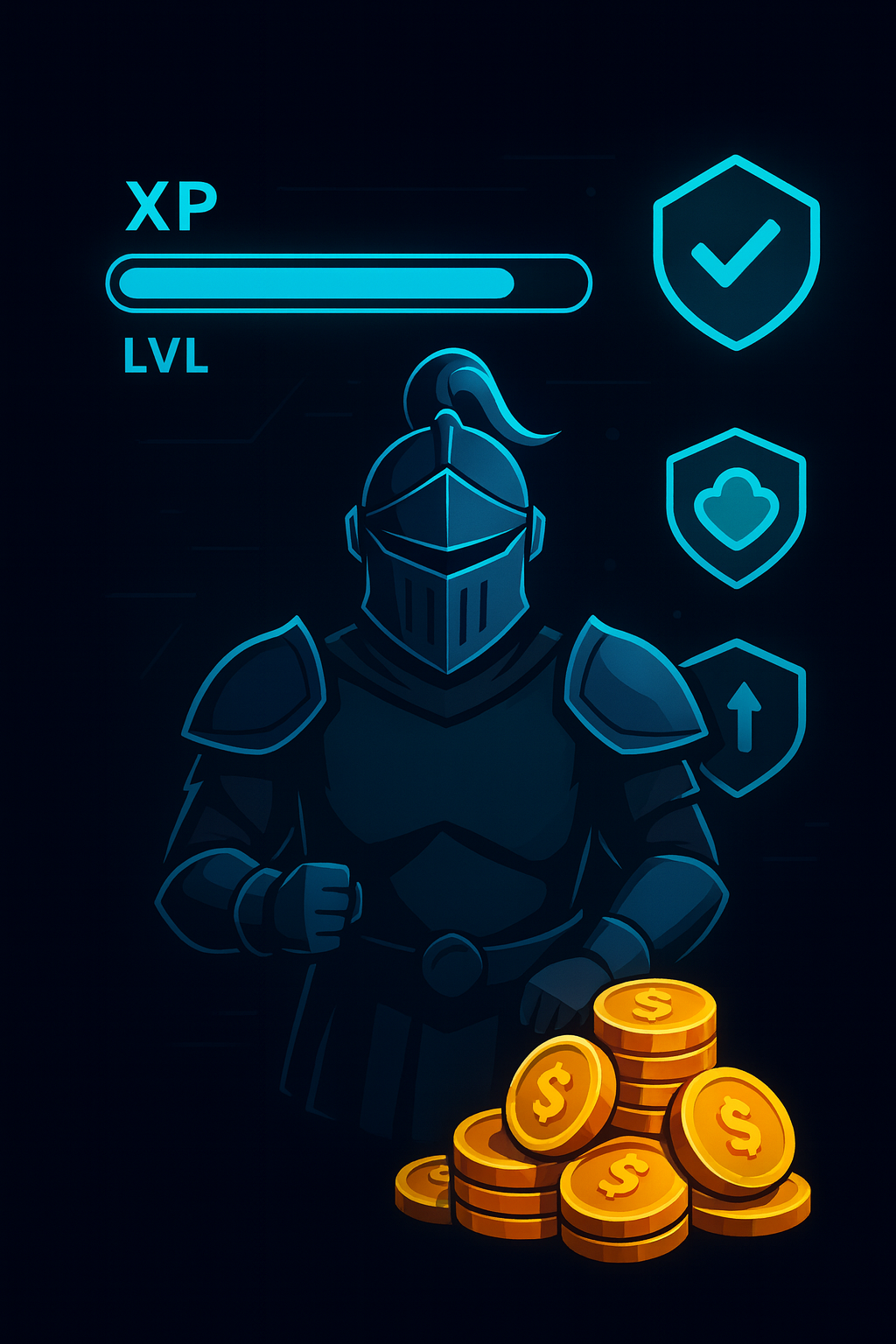 A user profile with levels and badges