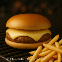 Cheese Burguer ANGUS (120g) com Queijo Prato + Batata Frita (100g)