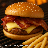 Cheese BACON ANGUS (180g) com queijo PRATO + Batata Frita (100g)