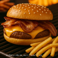 COMBO C/ 2X SODA | Cheese BACON ANGUS (180g) com queijo CHEDDAR + Batata Frita (100g)