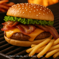 COMBO C/ 2X SODA | Churras Burguer MC 🍔🔥MC Churras BACON ANGUS (180g) queijo CHEDDAR + FRITAS (100g)