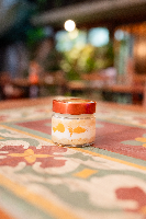 Bolo de Pote Pêssego e Chocolate Branco