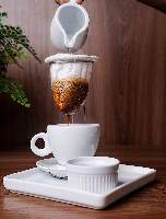 Café coado na hora