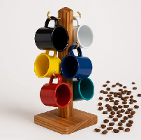 Kit 6 Canequinhas Coloridas de 100ml c/suporte madeira